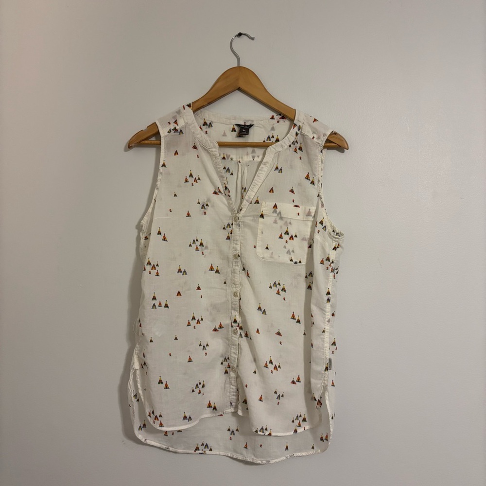 Eddie Bauer Teepee Print Button-Front Tank - Size Large - Picture 3 of 12